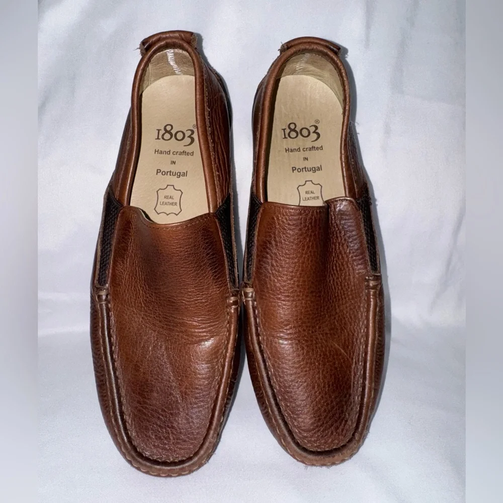 1803 MEN’S BROWN LEATHER LOAFERS. EUC. HANDCRAFTED SLIP ON‎ DRESS SHOES. SIZE 8.